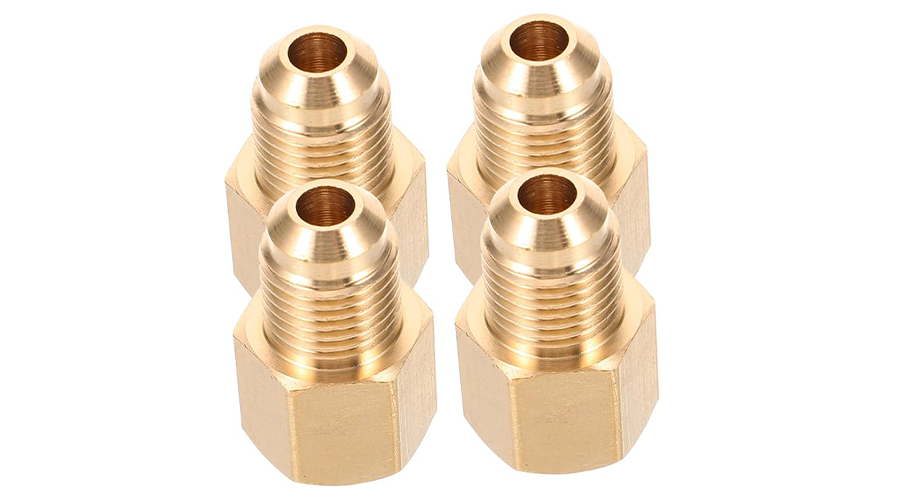 Brass Tube Coupler Pipe Flare Fitting Gas Adapter 1/4-18 NPT Male x 3/8-18 NPT Female flare tube fittings